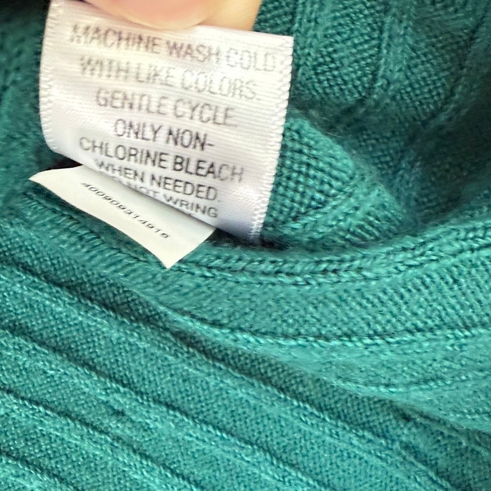 Croft and Barrow Sweater Womens 3X Teal Cable Knit Long Sleeve Classic‎ Casual - Picture 8 of 12